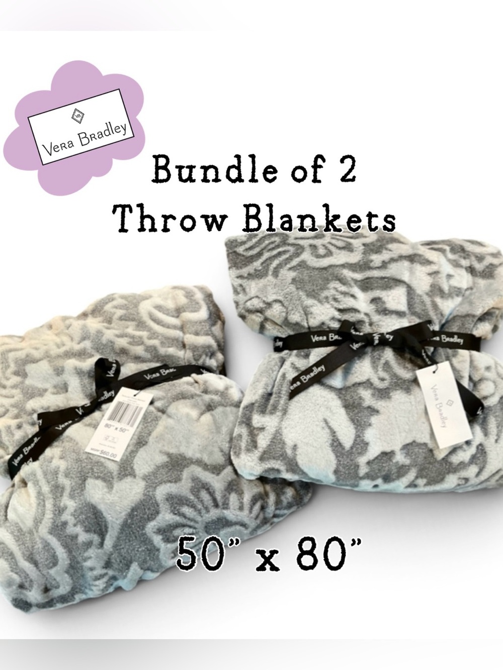 🌸Bundle of 2..Vera Bradley Throws Java Galaxy Grey